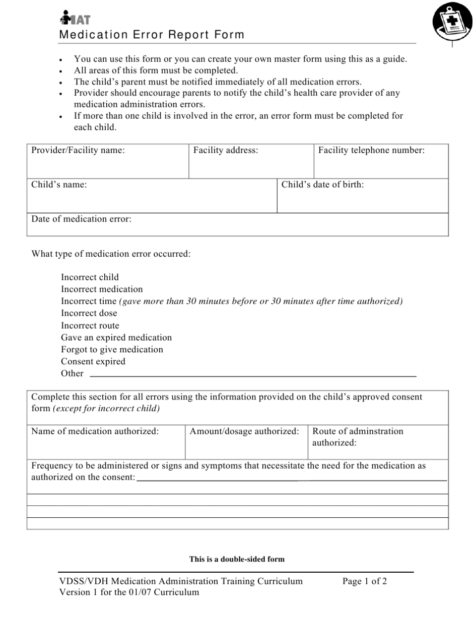 Virginia Medication Error Report Form Download Printable Pdf | Templateroller Throughout Medical Report Template Free Downloads