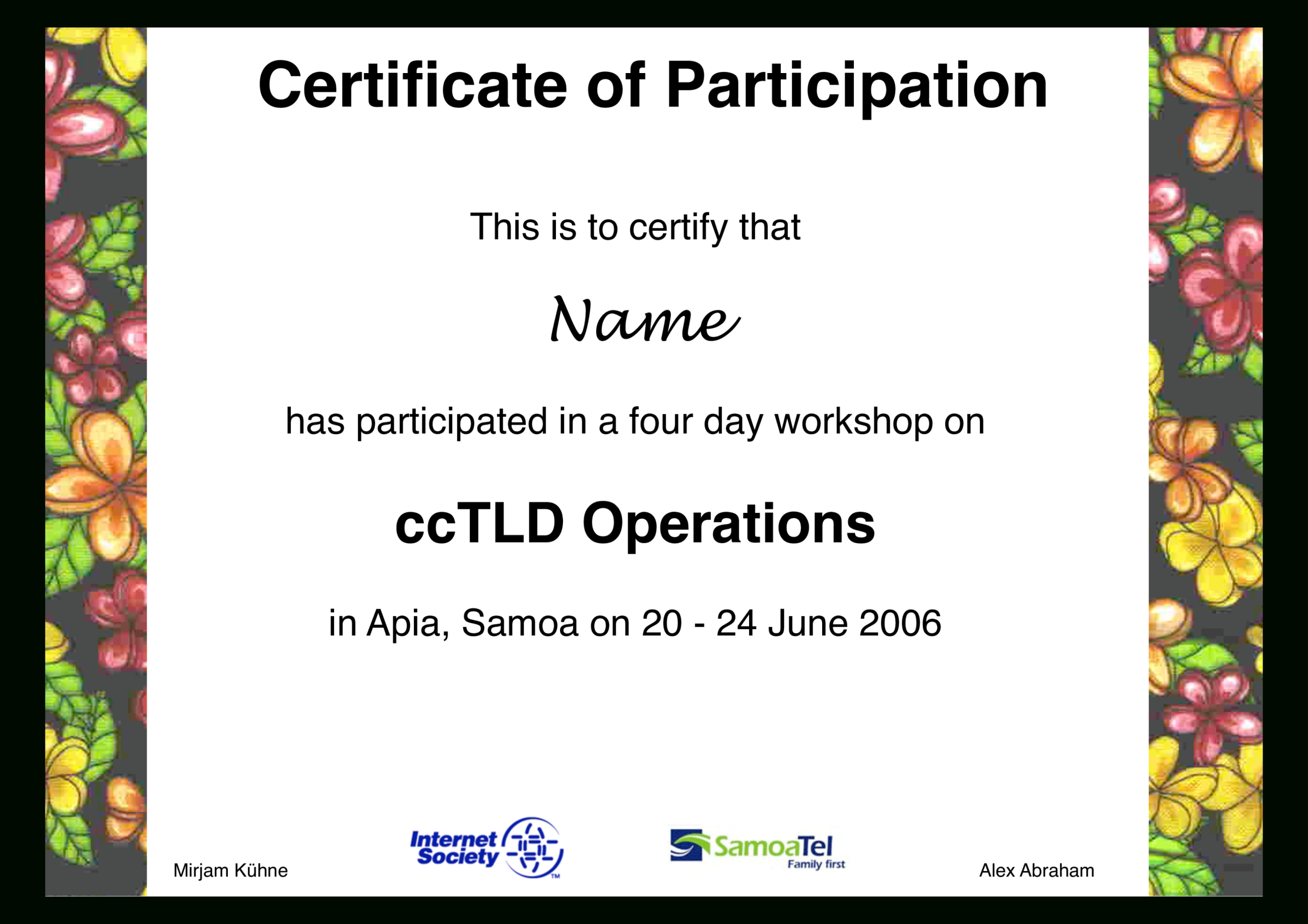 Workshop Participation Certificate | Templates At Allbusinesstemplates Pertaining To Sample Certificate Of Participation Template